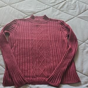 Elegant Cable Knit Sweater - Red